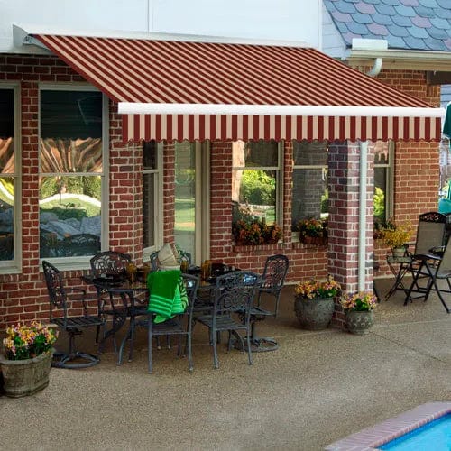 Centerline Dynamics Awnings & Shades Retractable Awning Right Motor 10'W x 11/16'H x 8'D Burgundy/Tan