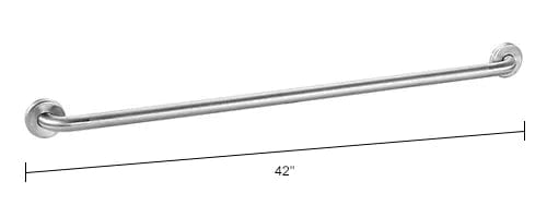 Centerline Dynamics Bathroom Accessories Straight Grab Bar, Peened Stainless Steel - 42"W x 1-1/4" Dia.