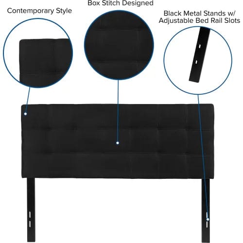 Centerline Dynamics Beds & Headboards Bedford Tufted Upholstered Headboard in Black, Full Size