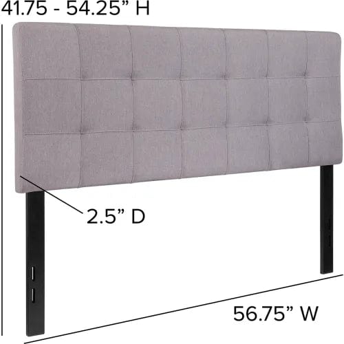 Centerline Dynamics Beds & Headboards Bedford Tufted Upholstered Headboard in Light Gray, Full Size