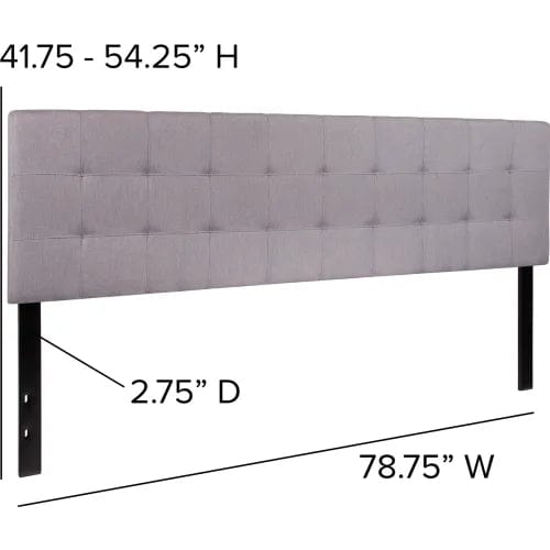 Centerline Dynamics Beds & Headboards Bedford Tufted Upholstered Headboard in Light Gray, King Size