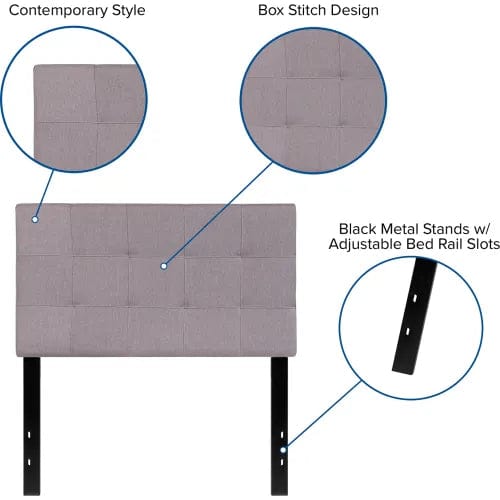 Centerline Dynamics Beds & Headboards Bedford Tufted Upholstered Headboard in Light Gray, Twin Size