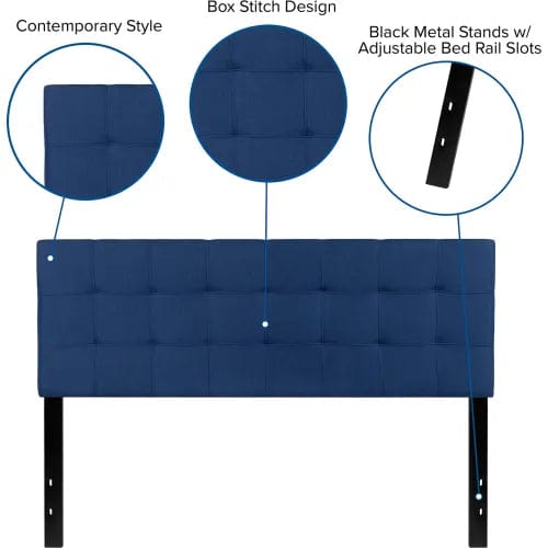 Centerline Dynamics Beds & Headboards Bedford Tufted Upholstered Headboard in Navy, Queen Size