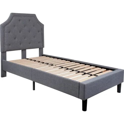 Centerline Dynamics Beds & Headboards Brighton Tufted Upholstered Platform Bed in Light Gray, Twin Size