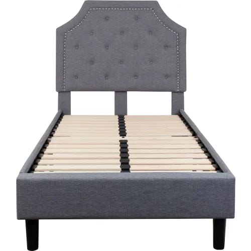 Centerline Dynamics Beds & Headboards Brighton Tufted Upholstered Platform Bed in Light Gray, Twin Size