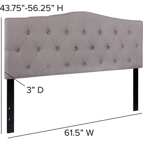 Centerline Dynamics Beds & Headboards Cambridge Tufted Upholstered Queen Size Headboard - Fabric - Light Gray