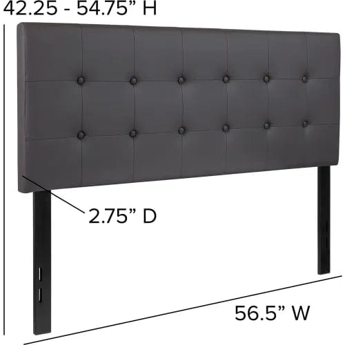 Centerline Dynamics Beds & Headboards Lennox Tufted Upholstered Headboard in Gray Vinyl, Full Size