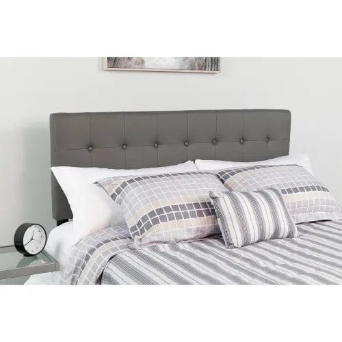 Centerline Dynamics Beds & Headboards Lennox Tufted Upholstered Headboard in Gray Vinyl, King Size