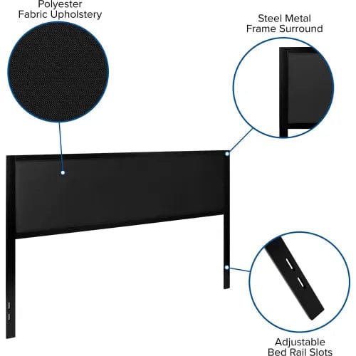 Centerline Dynamics Beds & Headboards Melbourne Metal Upholstered Size Headboard in Black, King