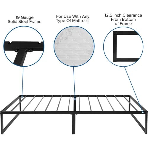 Centerline Dynamics Beds & Headboards Metal Platform Bed Frame, 14" H, 10" Pocket Spring Mattress in a Box, Full Size