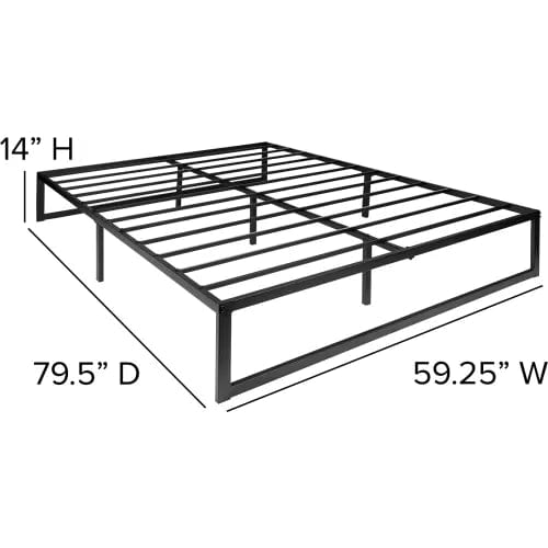 Centerline Dynamics Beds & Headboards Metal Platform Bed Frame, 14" H, 10" Pocket Spring Mattress in a Box, Queen Size