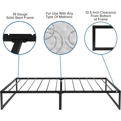 Centerline Dynamics Beds & Headboards Metal Platform Bed Frame, 14" H, 10" Pocket Spring Mattress in a Box, Twin Size