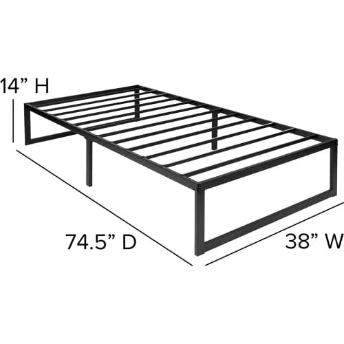 Centerline Dynamics Beds & Headboards Metal Platform Bed Frame, 14" H, 10" Pocket Spring Mattress in a Box, Twin Size