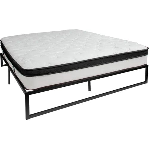 Centerline Dynamics Beds & Headboards Metal Platform Bed Frame With 12" Memory Foam Pocket Spring Mattress in a Box, King