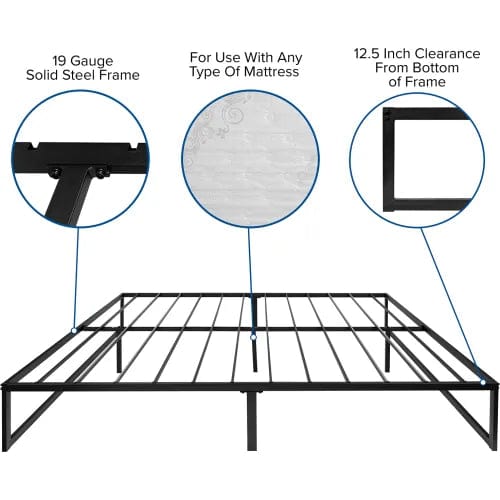 Centerline Dynamics Beds & Headboards Metal Platform Bed Frame With 12" Memory Foam Pocket Spring Mattress in a Box, King