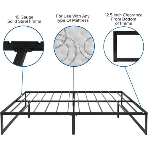 Centerline Dynamics Beds & Headboards Metal Platform Bed Frame with Steel Slat Support, 14" H, Full Size