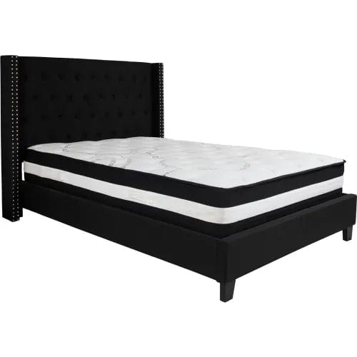 Centerline Dynamics Beds & Headboards Riverdale Tufted Upholstered Platform Bed, Black, Pocket Spring Mattress, Full