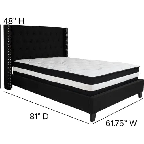 Centerline Dynamics Beds & Headboards Riverdale Tufted Upholstered Platform Bed, Black, Pocket Spring Mattress, Full