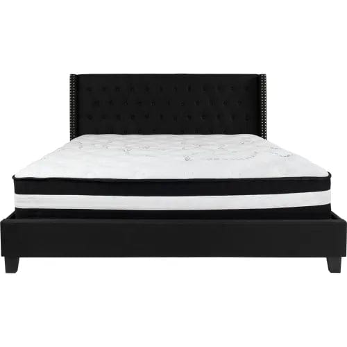 Centerline Dynamics Beds & Headboards Riverdale Tufted Upholstered Platform Bed, Black, Pocket Spring Mattress, King