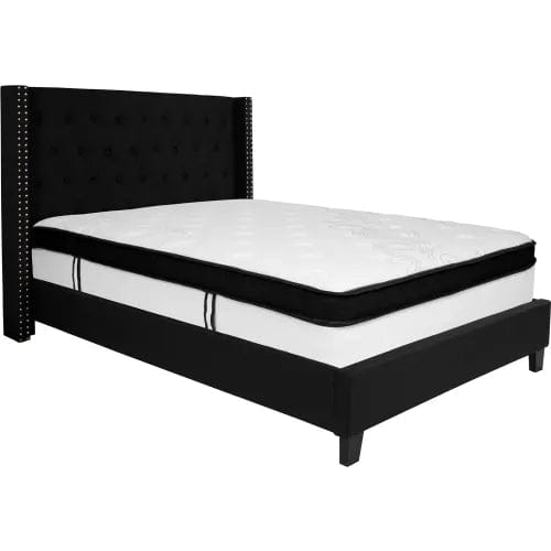 Centerline Dynamics Beds & Headboards Riverdale Tufted Upholstered Platform Bed, Black, With Memory Foam Mattress, Full