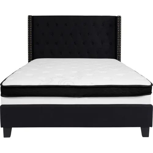 Centerline Dynamics Beds & Headboards Riverdale Tufted Upholstered Platform Bed, Black, With Memory Foam Mattress, Full