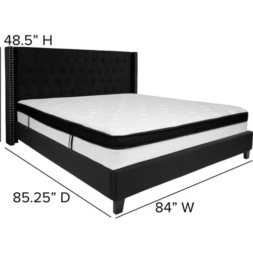 Centerline Dynamics Beds & Headboards Riverdale Tufted Upholstered Platform Bed, Black, With Memory Foam Mattress, King