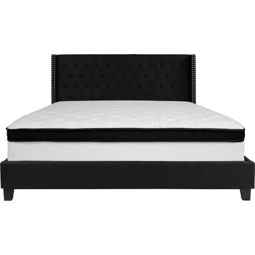 Centerline Dynamics Beds & Headboards Riverdale Tufted Upholstered Platform Bed, Black, With Memory Foam Mattress, King