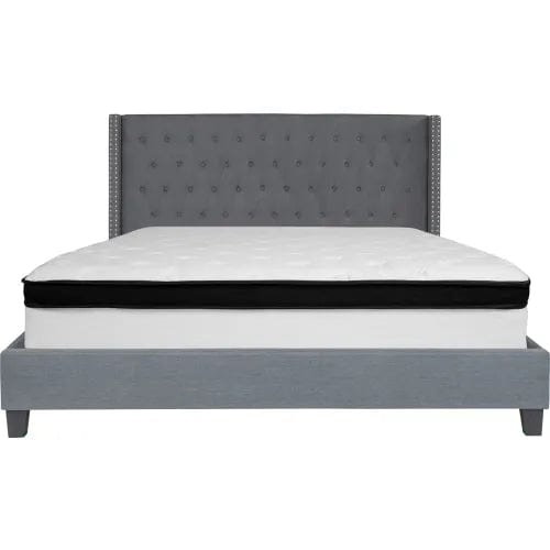 Centerline Dynamics Beds & Headboards Riverdale Tufted Upholstered Platform Bed, Dark Gray, Memory Foam Mattress, King