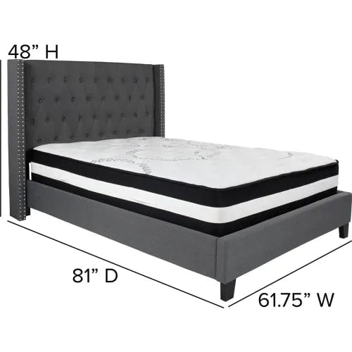 Centerline Dynamics Beds & Headboards Riverdale Tufted Upholstered Platform Bed, Dark Gray, Pocket Spring Mattress, Full