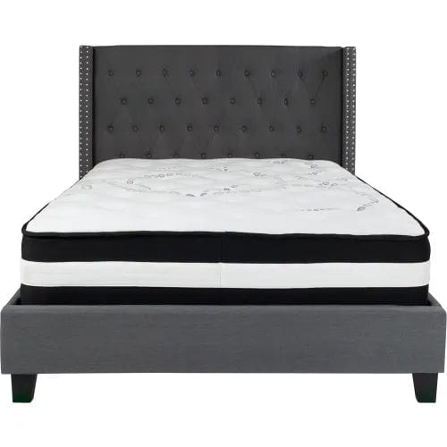 Centerline Dynamics Beds & Headboards Riverdale Tufted Upholstered Platform Bed, Dark Gray, Pocket Spring Mattress, Full