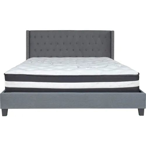 Centerline Dynamics Beds & Headboards Riverdale Tufted Upholstered Platform Bed, Dark Gray, Pocket Spring Mattress, King