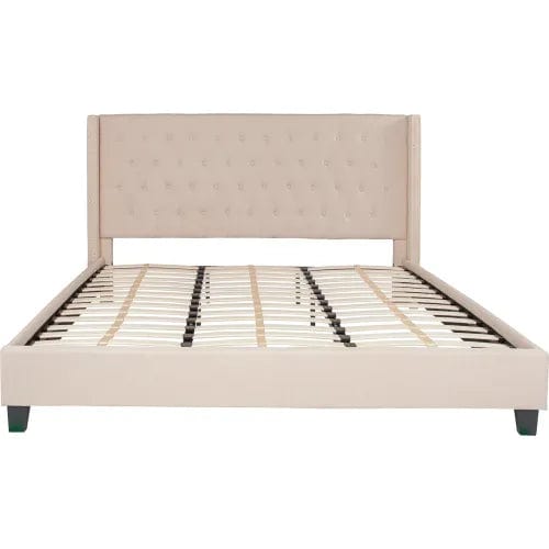 Centerline Dynamics Beds & Headboards Riverdale Tufted Upholstered Platform Bed in Beige, King Size