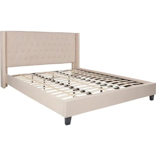 Centerline Dynamics Beds & Headboards Riverdale Tufted Upholstered Platform Bed in Beige, King Size