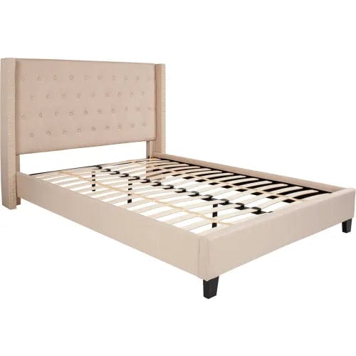 Centerline Dynamics Beds & Headboards Riverdale Tufted Upholstered Platform Bed in Beige, Queen Size