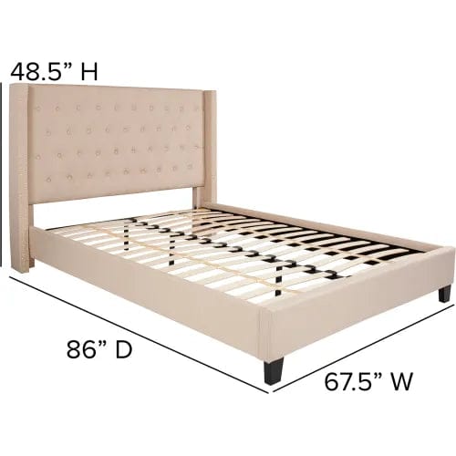 Centerline Dynamics Beds & Headboards Riverdale Tufted Upholstered Platform Bed in Beige, Queen Size