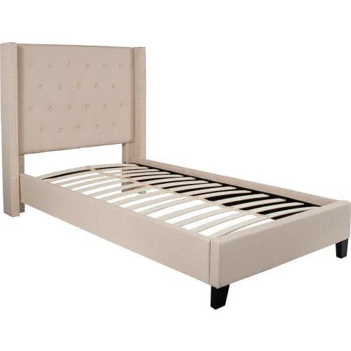 Centerline Dynamics Beds & Headboards Riverdale Tufted Upholstered Platform Bed in Beige, Twin Size