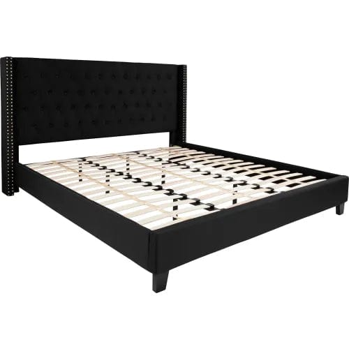 Centerline Dynamics Beds & Headboards Riverdale Tufted Upholstered Platform Bed in Black, King Size