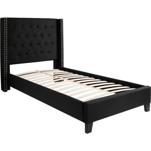 Centerline Dynamics Beds & Headboards Riverdale Tufted Upholstered Platform Bed in Black, Twin Size