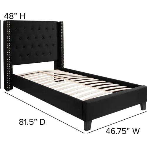 Centerline Dynamics Beds & Headboards Riverdale Tufted Upholstered Platform Bed in Black, Twin Size