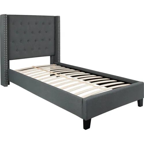 Centerline Dynamics Beds & Headboards Riverdale Tufted Upholstered Platform Bed in Dark Gray, Twin Size