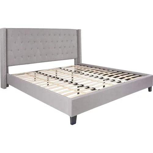 Centerline Dynamics Beds & Headboards Riverdale Tufted Upholstered Platform Bed in Light Gray, King Size