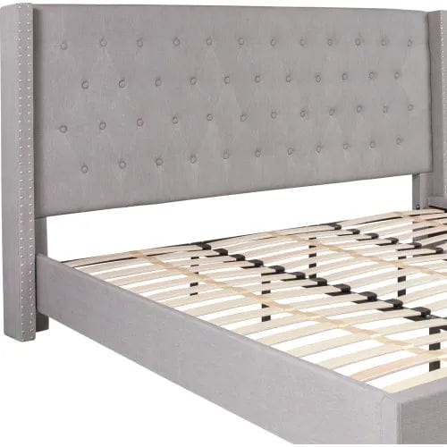 Centerline Dynamics Beds & Headboards Riverdale Tufted Upholstered Platform Bed in Light Gray, King Size