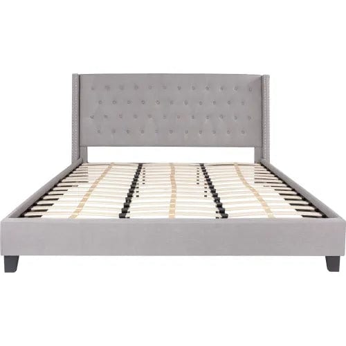 Centerline Dynamics Beds & Headboards Riverdale Tufted Upholstered Platform Bed in Light Gray, King Size