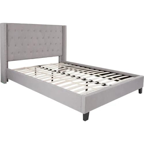 Centerline Dynamics Beds & Headboards Riverdale Tufted Upholstered Platform Bed in Light Gray, Queen Size