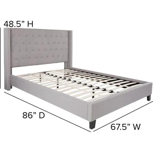 Centerline Dynamics Beds & Headboards Riverdale Tufted Upholstered Platform Bed in Light Gray, Queen Size