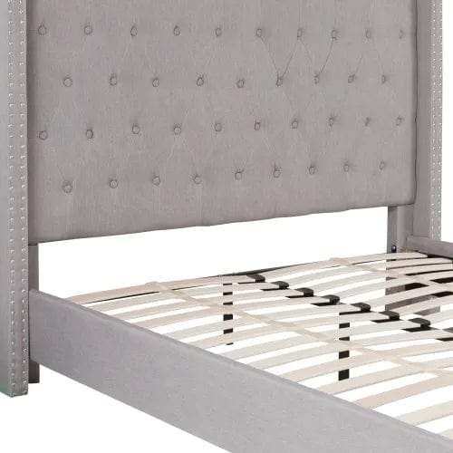 Centerline Dynamics Beds & Headboards Riverdale Tufted Upholstered Platform Bed in Light Gray, Queen Size