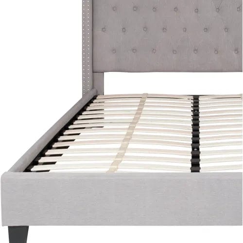 Centerline Dynamics Beds & Headboards Riverdale Tufted Upholstered Platform Bed in Light Gray, Queen Size