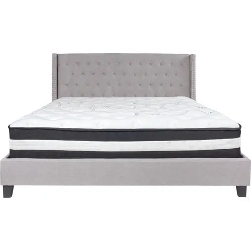 Centerline Dynamics Beds & Headboards Riverdale Tufted Upholstered Platform Bed, Light Gray, Pocket Spring Mattress, King