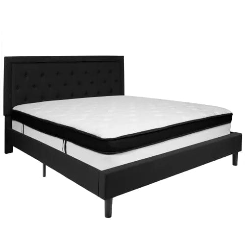 Centerline Dynamics Beds & Headboards Roxbury Tufted Upholstered Platform Bed, Black, With Memory Foam Mattress, King