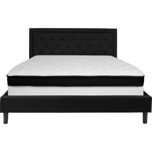 Centerline Dynamics Beds & Headboards Roxbury Tufted Upholstered Platform Bed, Black, With Memory Foam Mattress, King